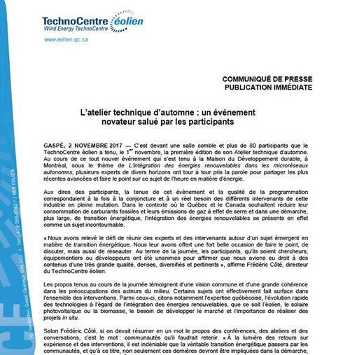 L’atelier technique d’automne : un événement novateur salué par les participants